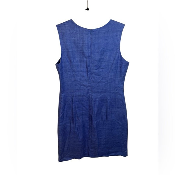 Amy Matt Royal Blue Silk Split Neck Shift Dress - Picture 2 of 5